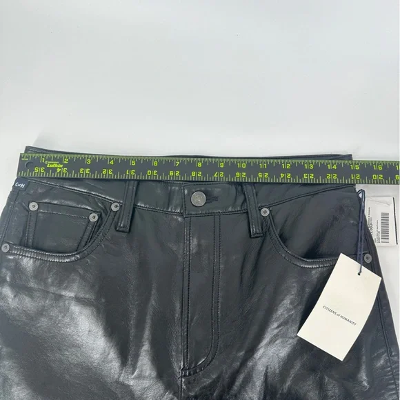 Citizens of Humanity Jolene High Rise Black Leather Straight Leg Jeans Size 27 - Picture 14 of 16